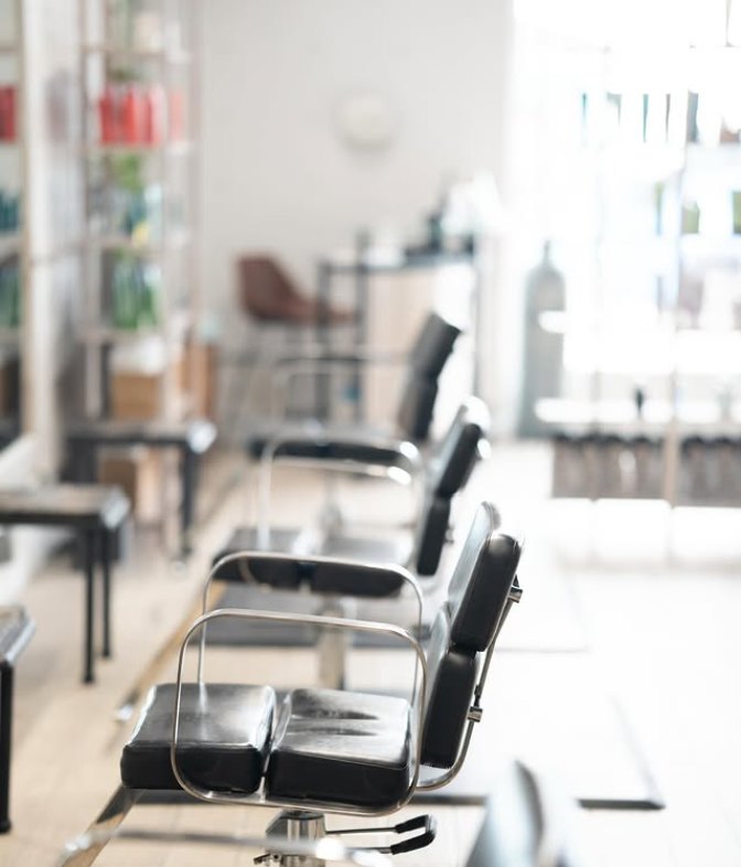 Inside HALO Hair Studio, a bright airy salon